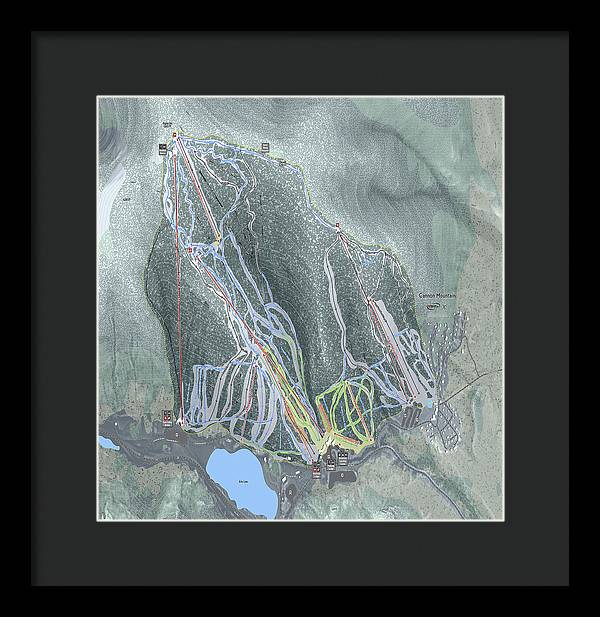 Cannon Mountain Ski Trail Map - Framed Print - Powderaddicts