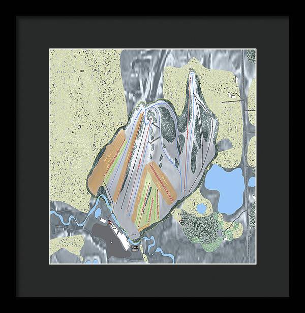 Cannonsburg Ski Trail Map - Framed Print - Powderaddicts