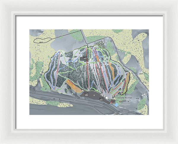 Cascade Mountain Ski Trail Map - Framed Print - Powderaddicts