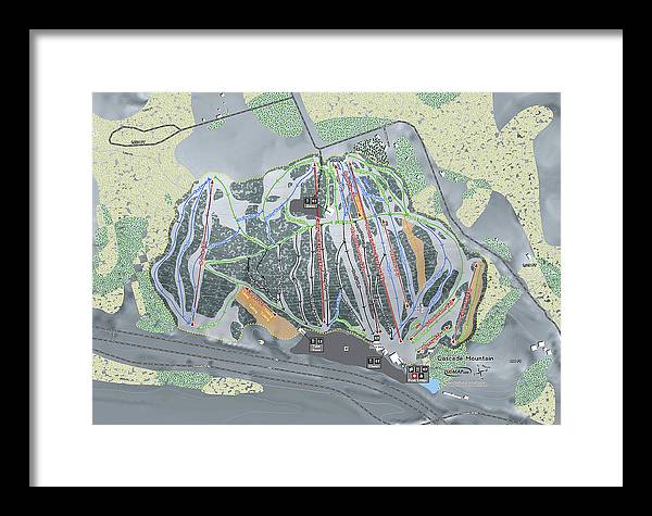 Cascade Mountain Ski Trail Map - Framed Print - Powderaddicts