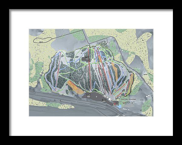 Cascade Mountain Ski Trail Map - Framed Print - Powderaddicts