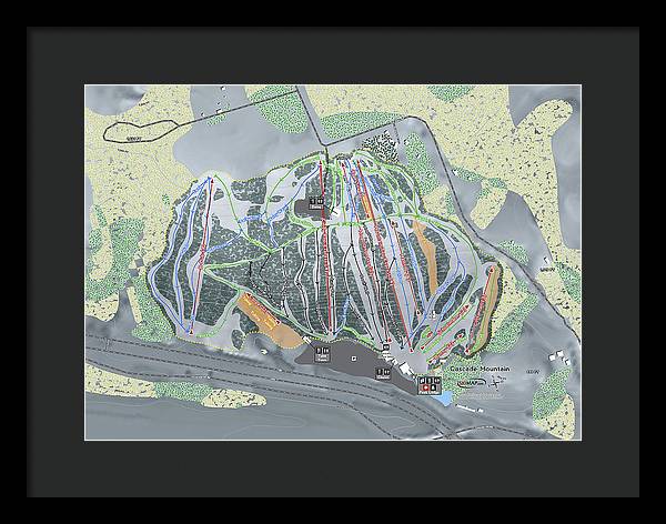 Cascade Mountain Ski Trail Map - Framed Print - Powderaddicts