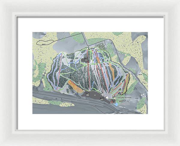 Cascade Mountain Ski Trail Map - Framed Print - Powderaddicts