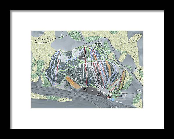 Cascade Mountain Ski Trail Map - Framed Print - Powderaddicts