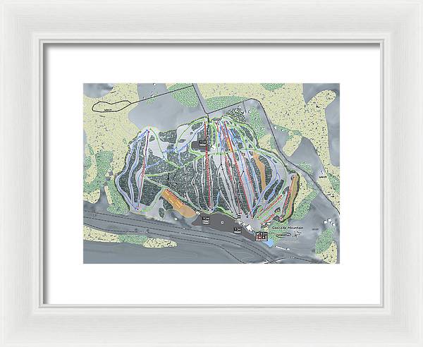 Cascade Mountain Ski Trail Map - Framed Print - Powderaddicts