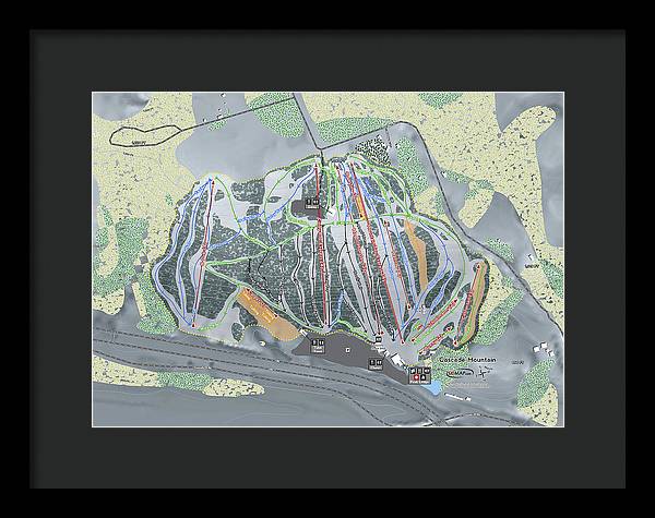 Cascade Mountain Ski Trail Map - Framed Print - Powderaddicts