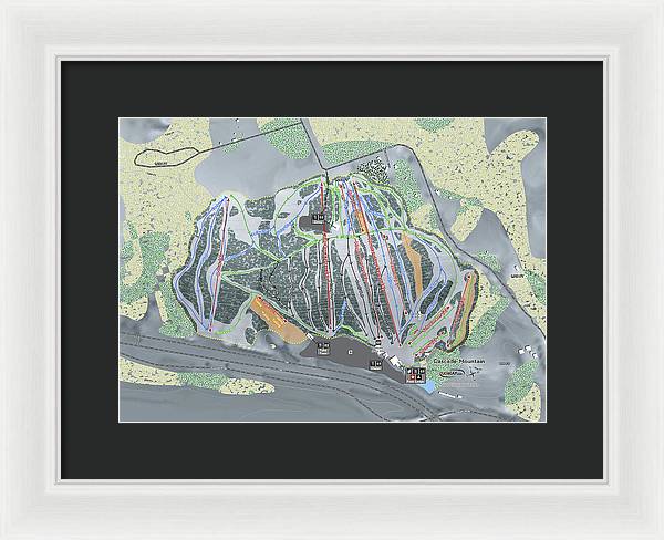 Cascade Mountain Ski Trail Map - Framed Print - Powderaddicts