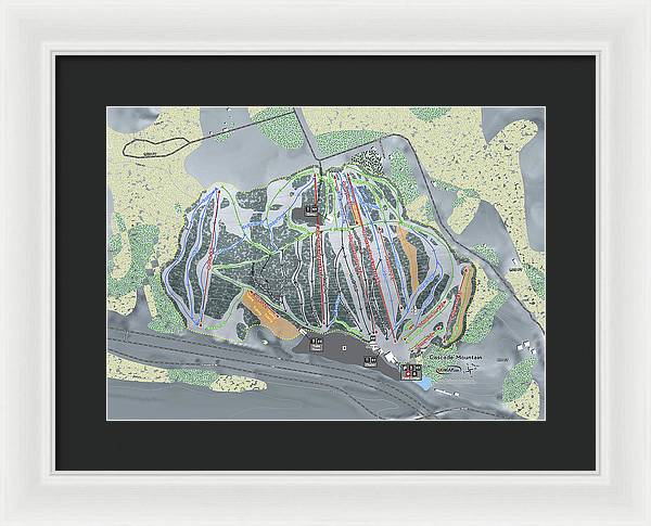 Cascade Mountain Ski Trail Map - Framed Print - Powderaddicts