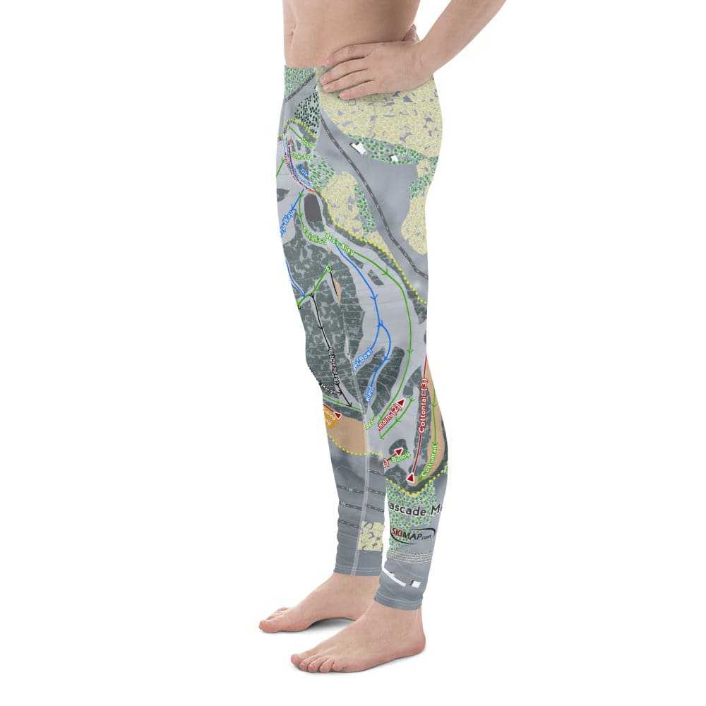 Cascade Mountain, Wisconsin Ski Trail Map Men's Base Layer Bottom - Powderaddicts