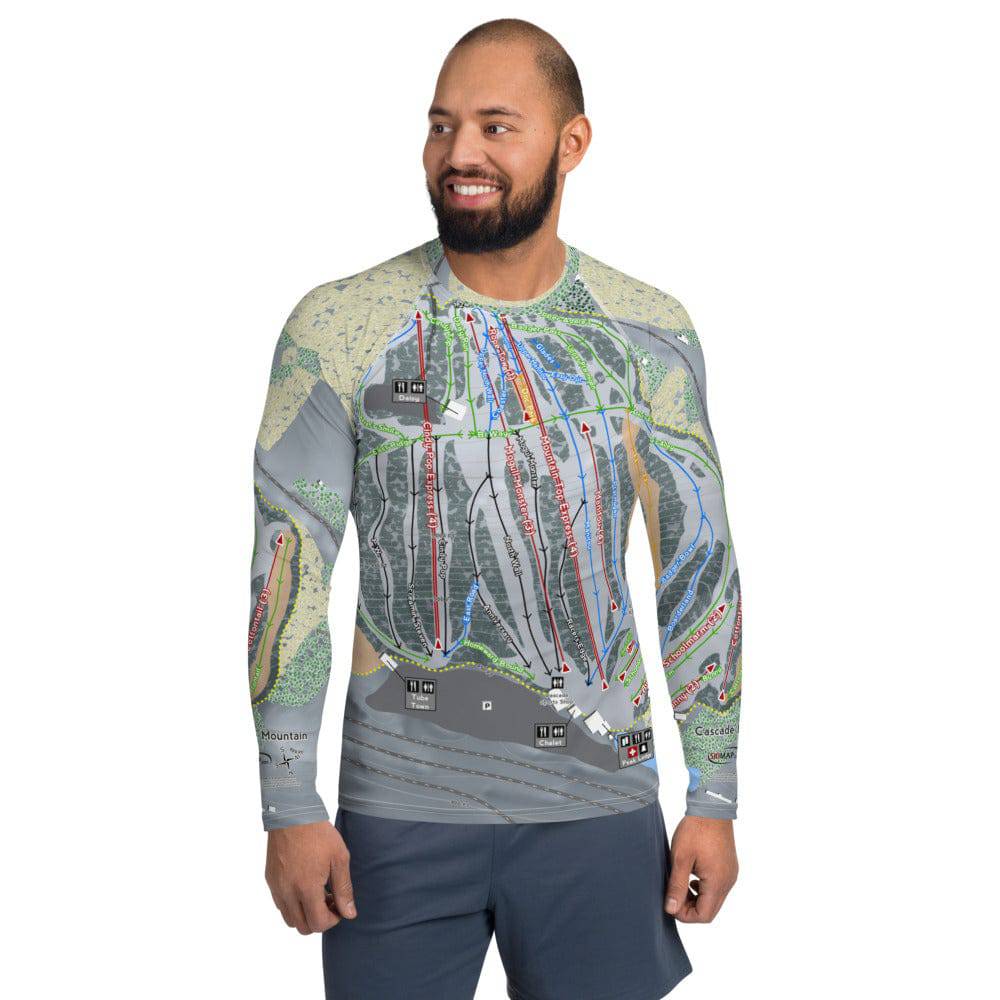 Cascade Mountain, Wisconsin Ski Trail Map Men's Base Layer Top - Powderaddicts
