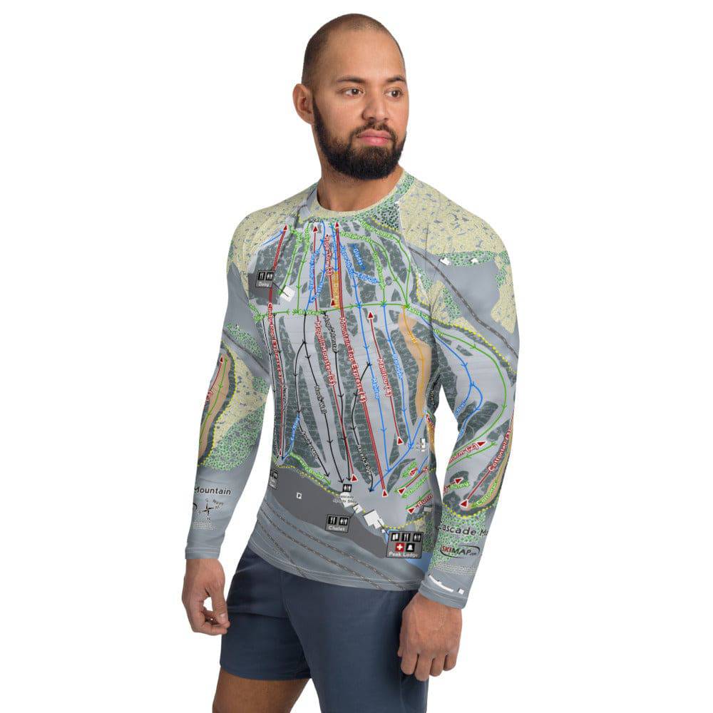 Cascade Mountain, Wisconsin Ski Trail Map Men's Base Layer Top - Powderaddicts