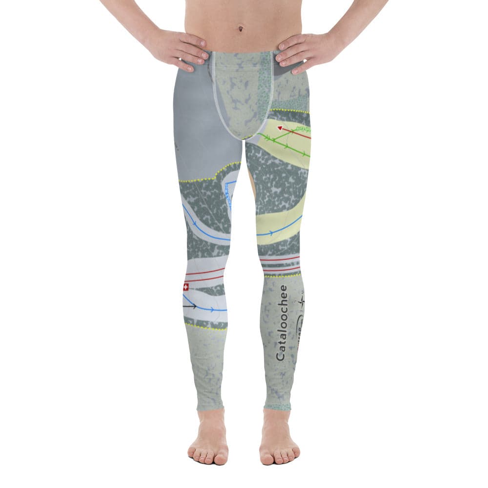 Cataloochee, North Carolina Ski Trail Map Men's Base Layer Bottom - Powderaddicts