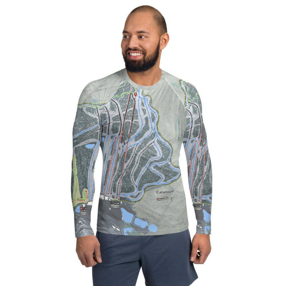 Catamount, New York Ski Trail Map Men's Base Layer Top - Powderaddicts