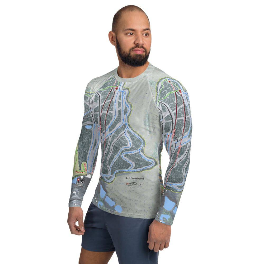 Catamount, New York Ski Trail Map Men's Base Layer Top - Powderaddicts
