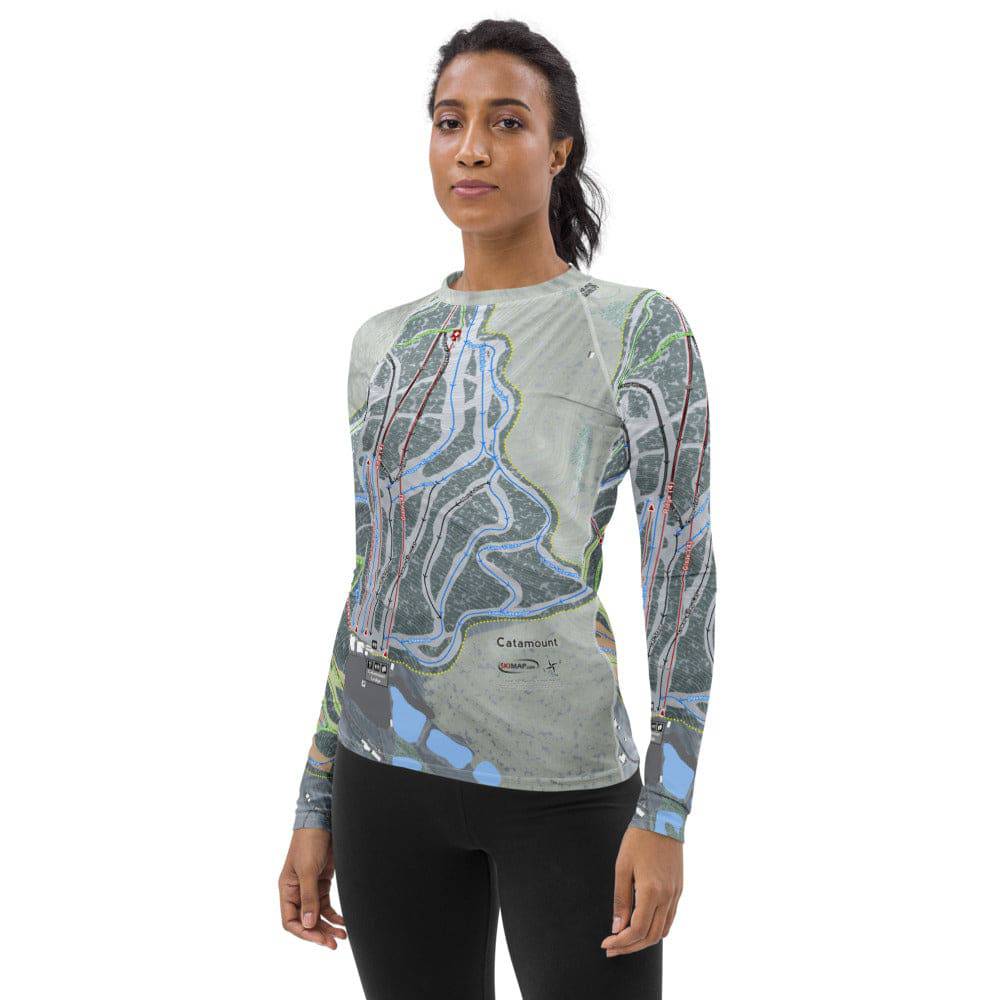Catamount, New York Ski Trail Map Women's Base Layer Top - Powderaddicts
