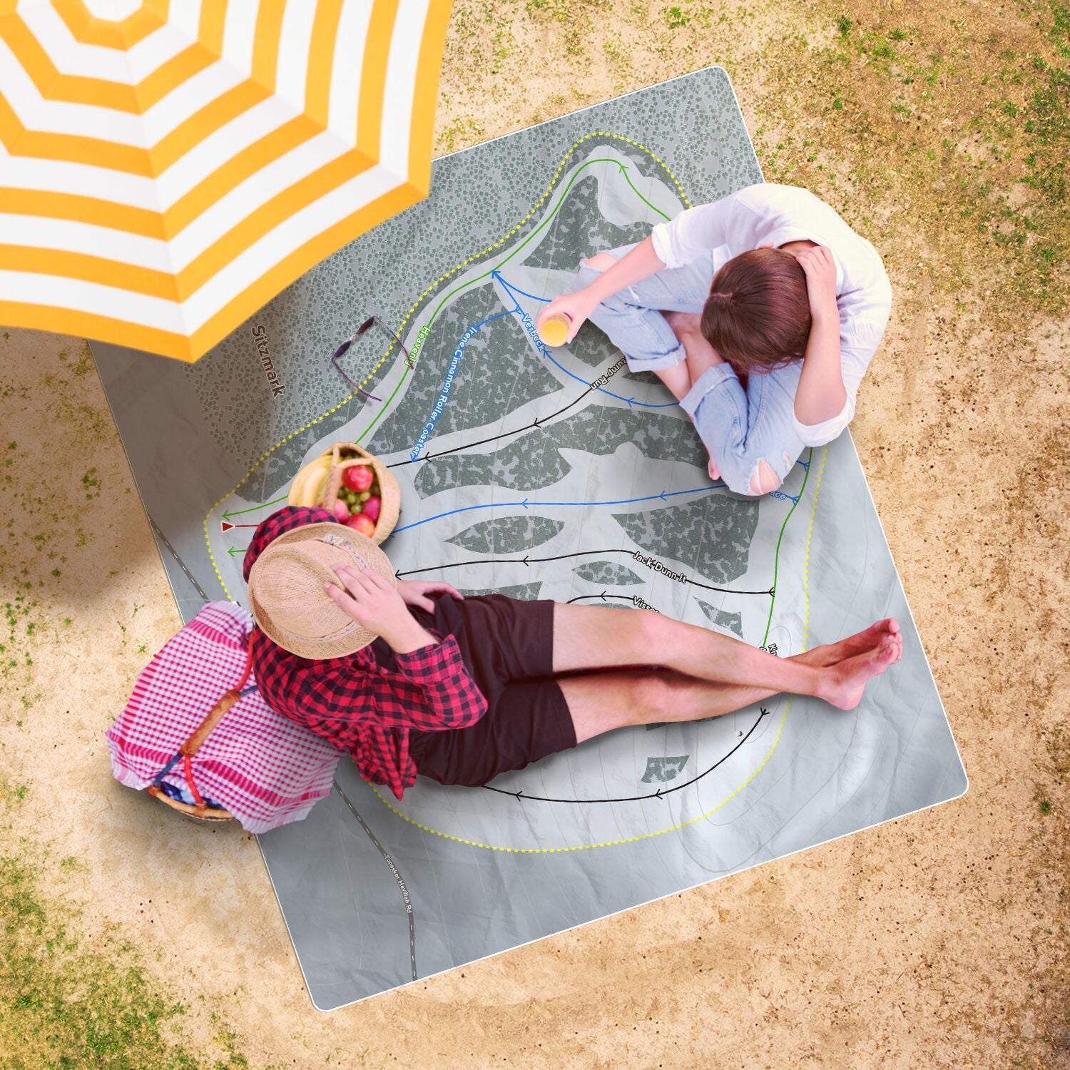 Sitzmark, Washington Ski Resort Map Printed Beach Towel - Powderaddicts