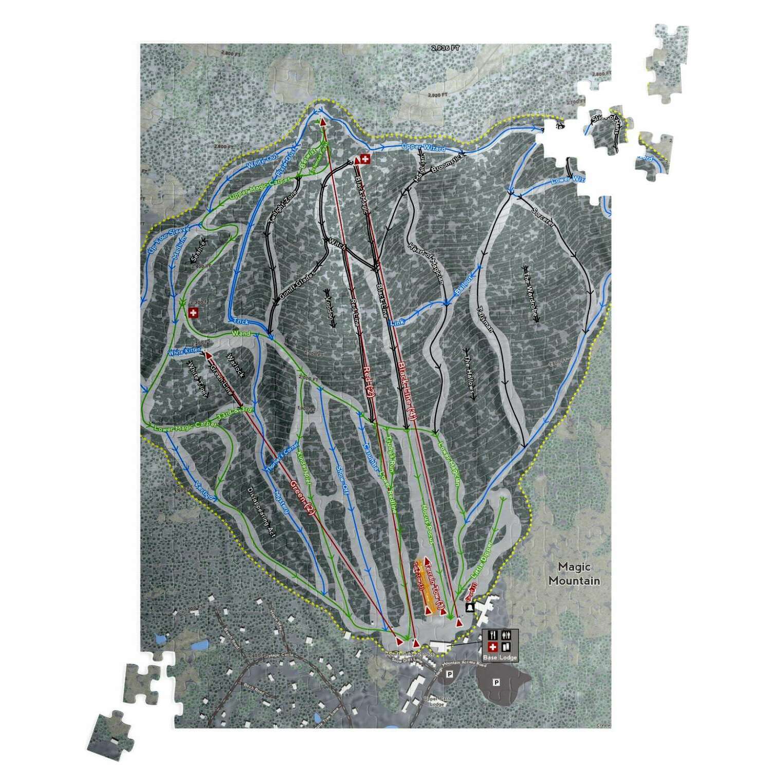 Magic Mountain, Vermont Ski Trail Map Puzzle - Powderaddicts