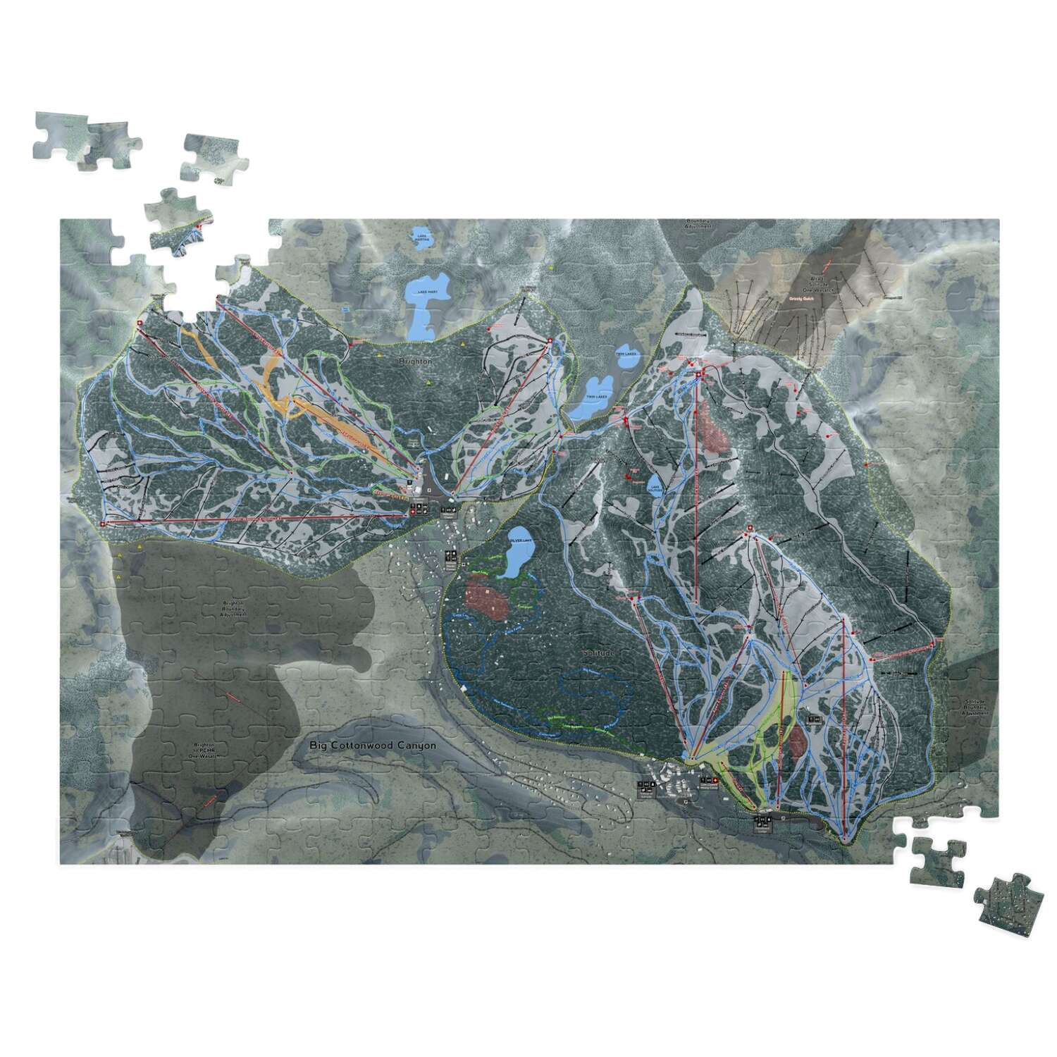 Big Cottonwood, Utah Ski Trail Map puzzle - Powderaddicts