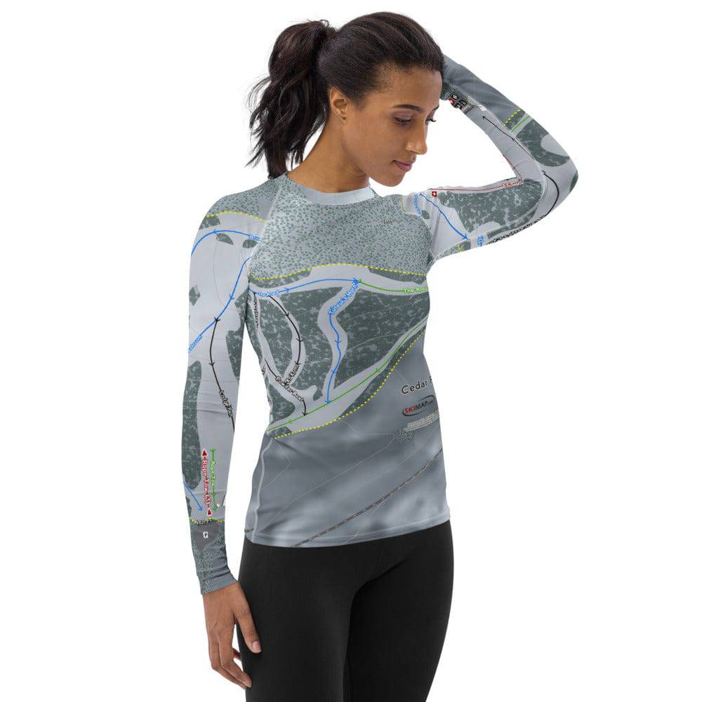 Cedar Pass, California Ski Trail Map Women's Base Layer Top - Powderaddicts