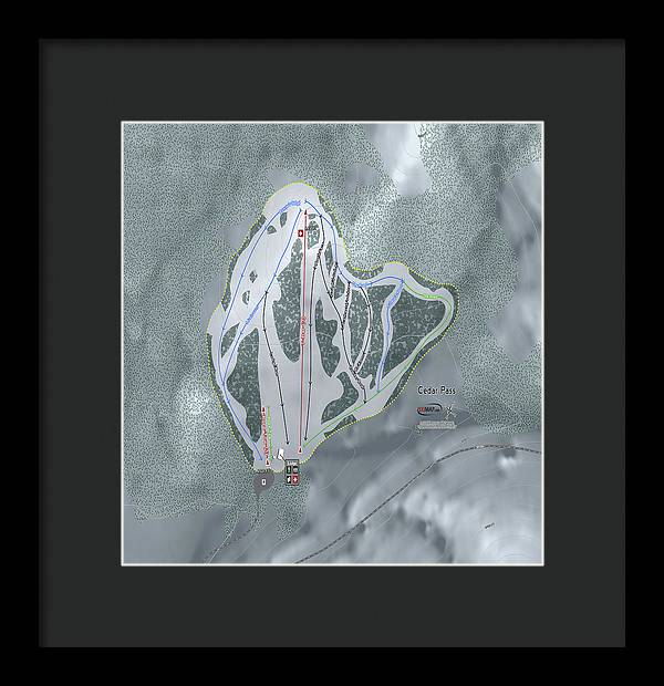 Cedar Pass Ski Trail Map - Framed Print - Powderaddicts