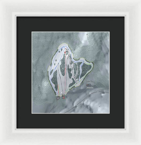 Cedar Pass Ski Trail Map - Framed Print - Powderaddicts