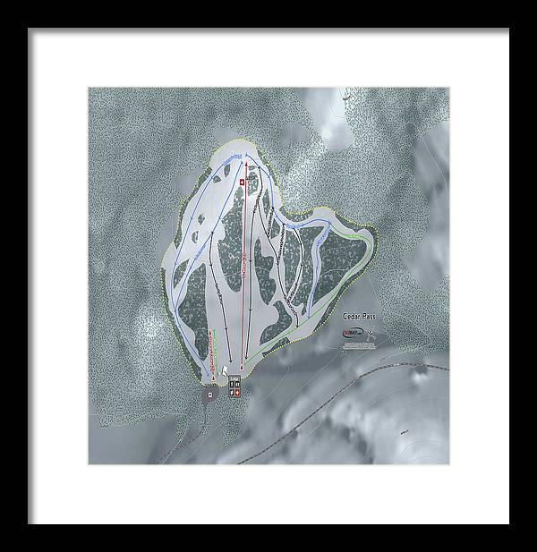 Cedar Pass Ski Trail Map - Framed Print - Powderaddicts