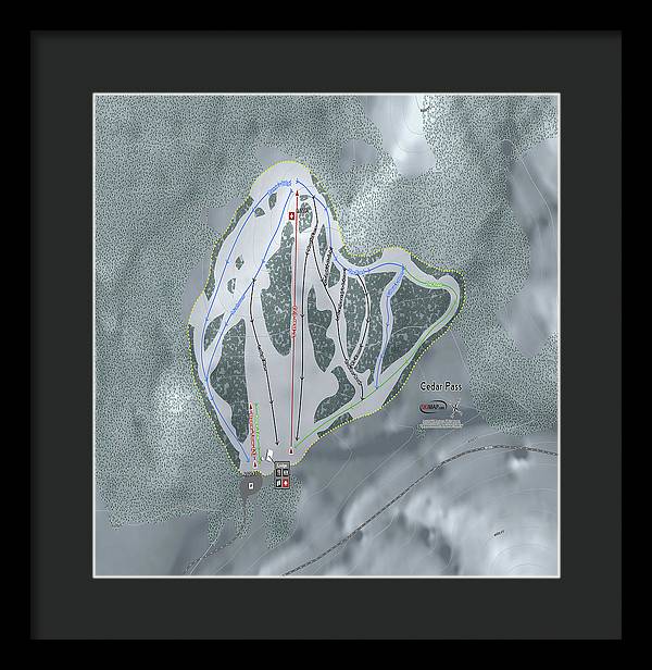 Cedar Pass Ski Trail Map - Framed Print - Powderaddicts
