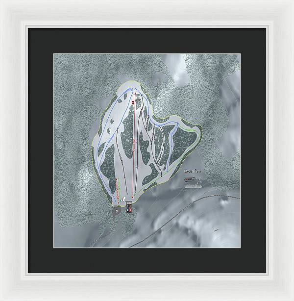 Cedar Pass Ski Trail Map - Framed Print - Powderaddicts