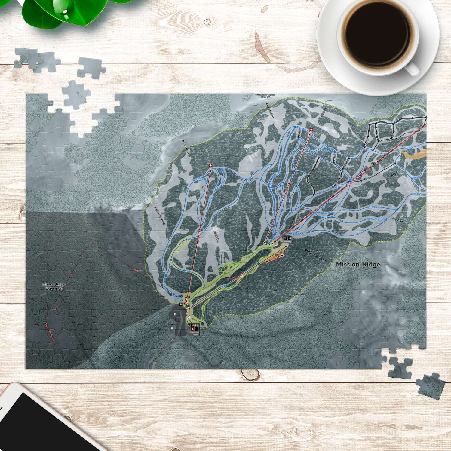 Mission Ridge Washington Ski Map Resort Puzzle - Powderaddicts