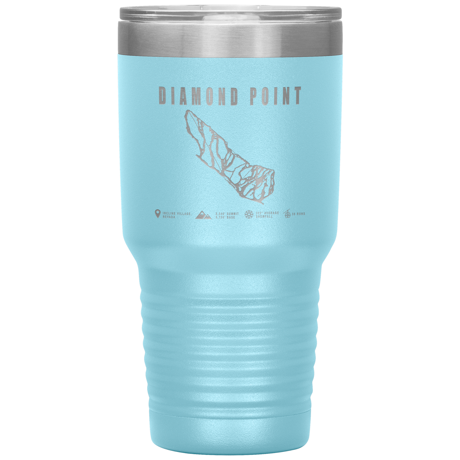 Diamond Point, Nevada Ski Trail Map 30oz Tumbler - Powderaddicts