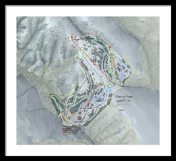 Cherry Peak Ski Trail Map - Framed Print - Powderaddicts