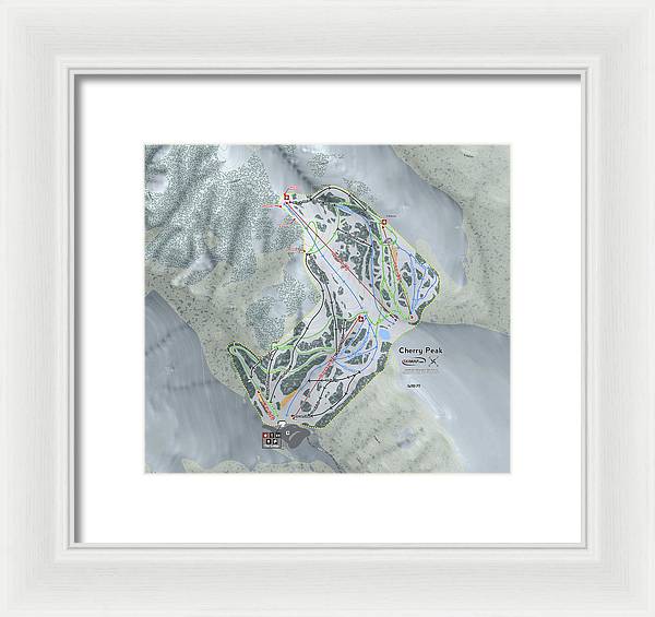 Cherry Peak Ski Trail Map - Framed Print - Powderaddicts