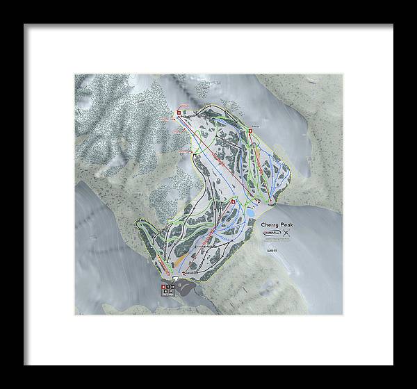 Cherry Peak Ski Trail Map - Framed Print - Powderaddicts
