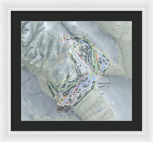 Cherry Peak Ski Trail Map - Framed Print - Powderaddicts