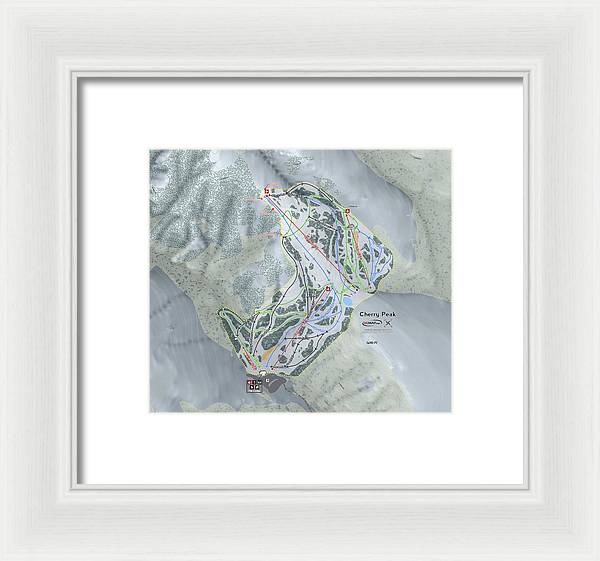 Cherry Peak Ski Trail Map - Framed Print - Powderaddicts