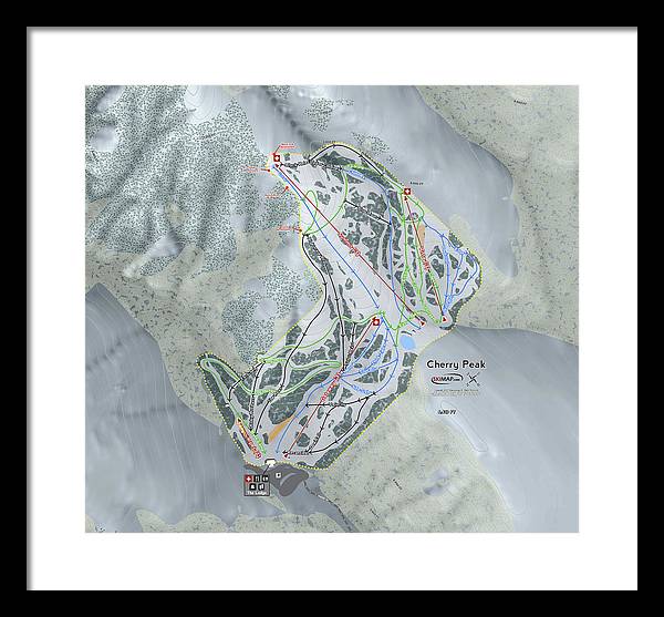 Cherry Peak Ski Trail Map - Framed Print - Powderaddicts