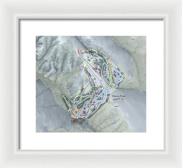 Cherry Peak Ski Trail Map - Framed Print - Powderaddicts