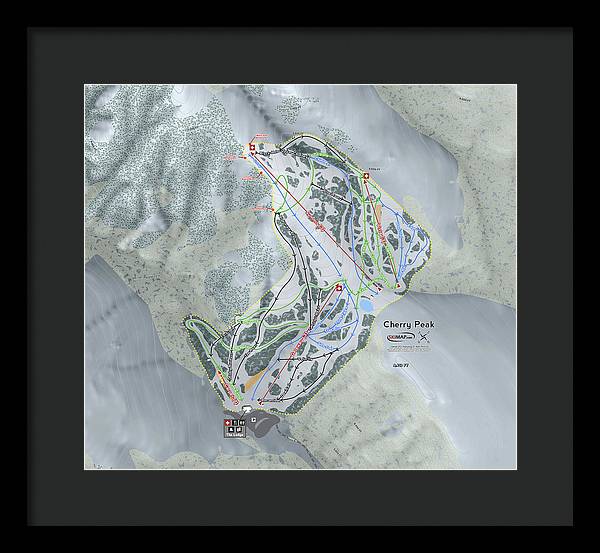 Cherry Peak Ski Trail Map - Framed Print - Powderaddicts