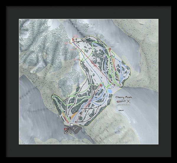 Cherry Peak Ski Trail Map - Framed Print - Powderaddicts