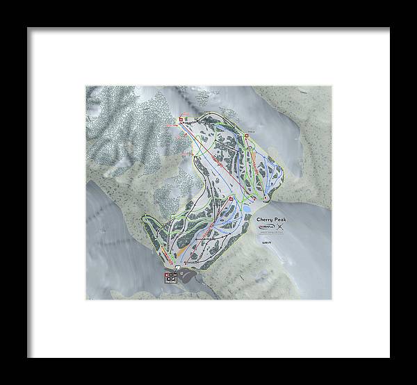 Cherry Peak Ski Trail Map - Framed Print - Powderaddicts