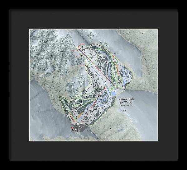Cherry Peak Ski Trail Map - Framed Print - Powderaddicts