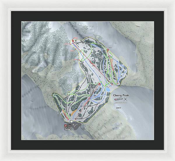 Cherry Peak Ski Trail Map - Framed Print - Powderaddicts