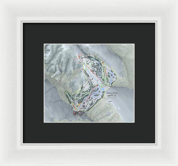 Cherry Peak Ski Trail Map - Framed Print - Powderaddicts