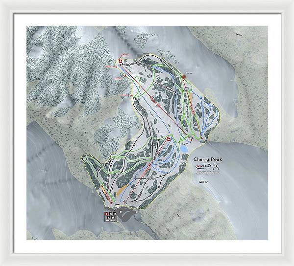 Cherry Peak Ski Trail Map - Framed Print - Powderaddicts