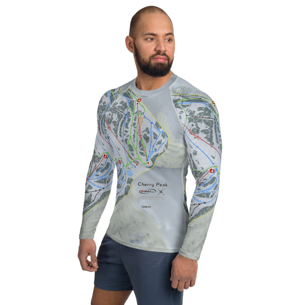 Cherry Peak, Utah Ski Trail Map Men's Base Layer Top - Powderaddicts