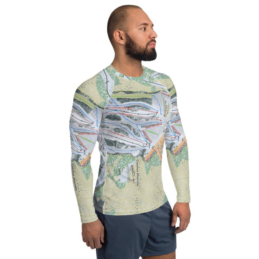 Chestnut Mountain, Illinois Ski Trail Map Men's Base Layer Top - Powderaddicts