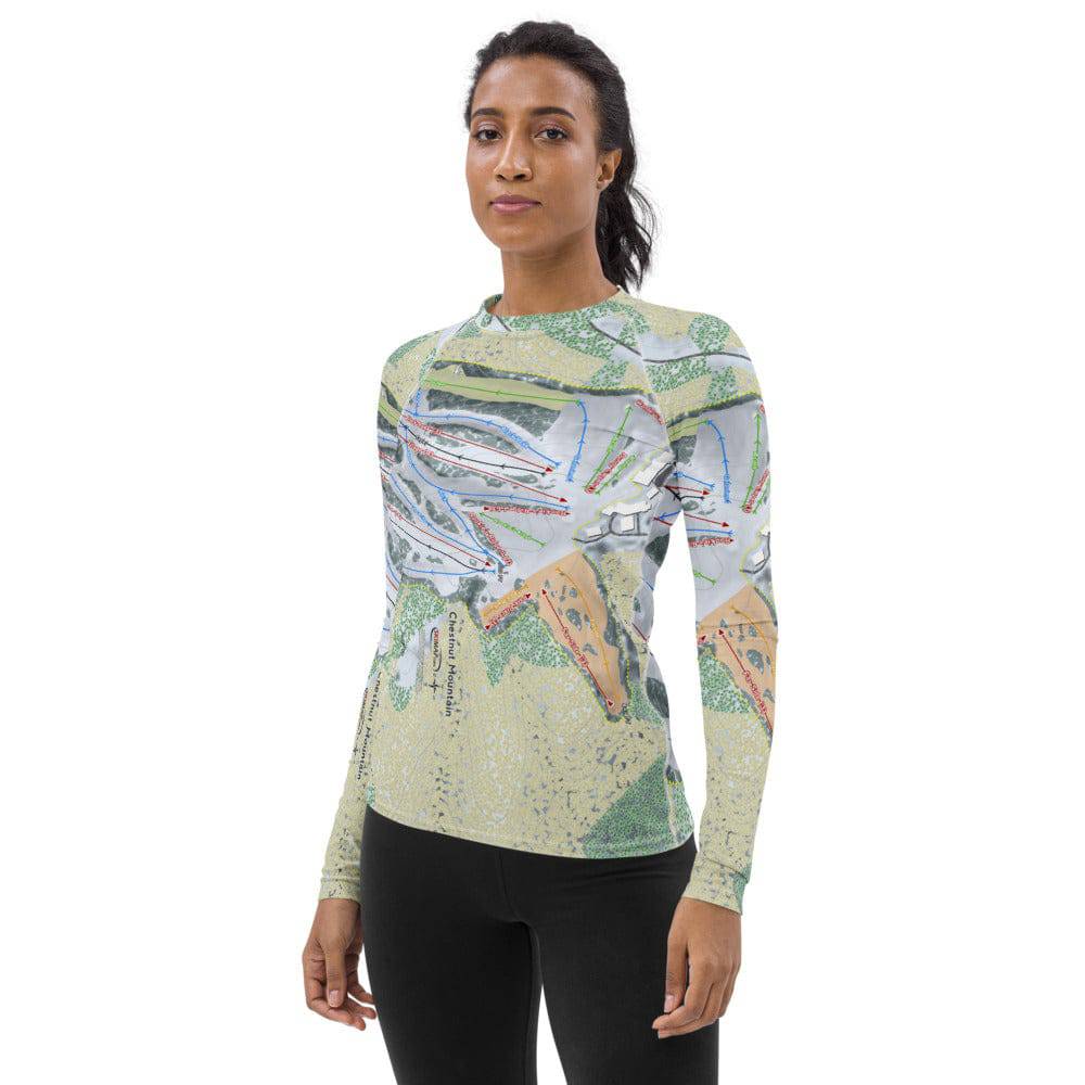Chestnut Mountain, Illinois Ski Trail Map Women's Base Layer Top - Powderaddicts