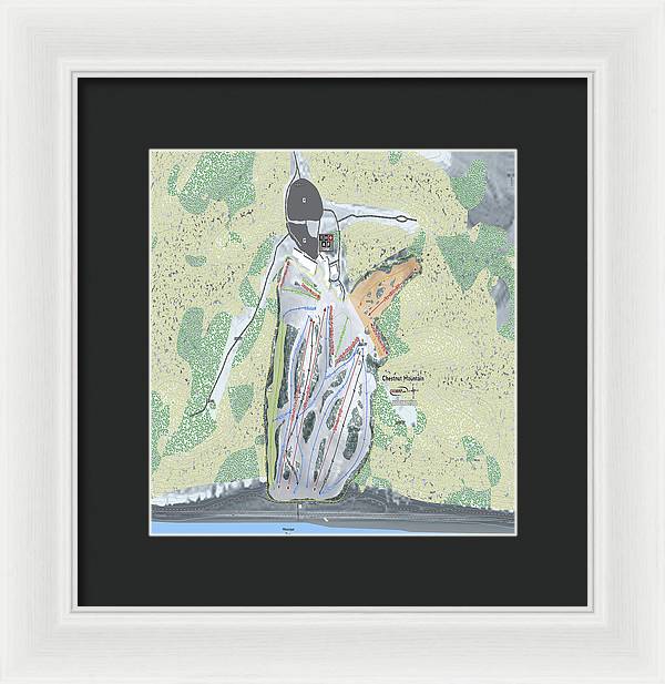 Chestnut Mountain Ski Trail Map - Framed Print - Powderaddicts