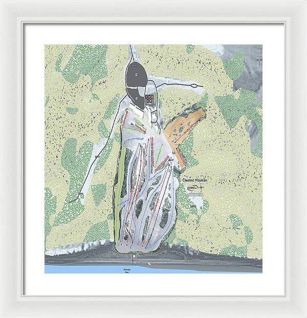 Chestnut Mountain Ski Trail Map - Framed Print - Powderaddicts