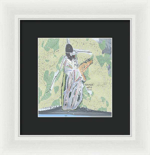 Chestnut Mountain Ski Trail Map - Framed Print - Powderaddicts